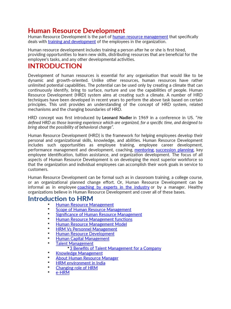 Human Resource Development | PDF | Human Resource Management | Human