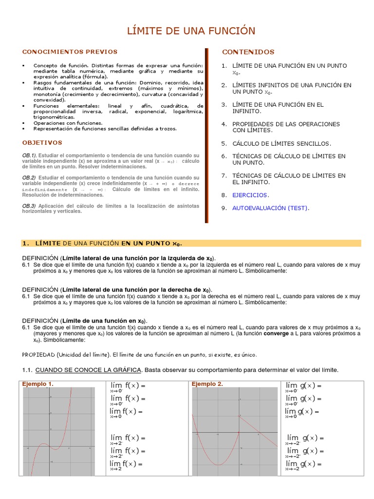 Tema 7 Limites de Funciones | PDF | Función (Matemáticas) | Límite ...