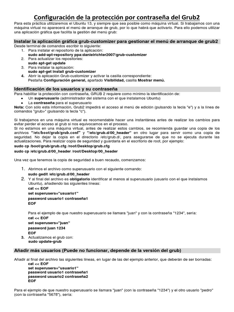 Configuraci n de la protecci n por contrase a del grub2 para ubuntu