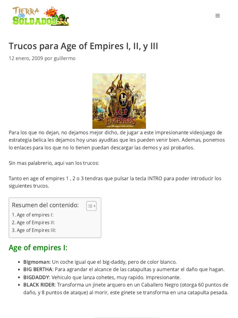 Trucos para Age of Empires I, II, y III PDF