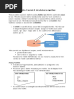 Introduction To Pseudocode Algorithm Handout