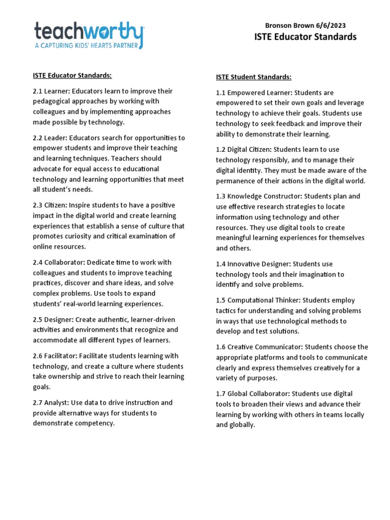 Educator Iste Standards-1 | PDF | Learning | Teachers