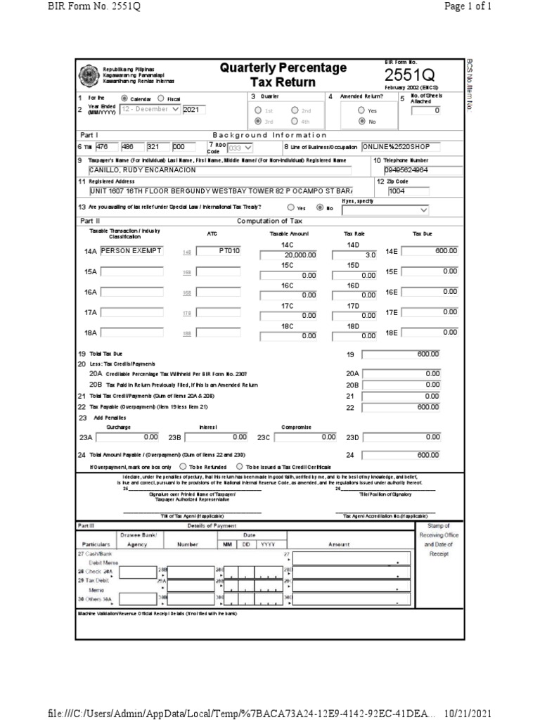 3rd Quarter Tax PDF