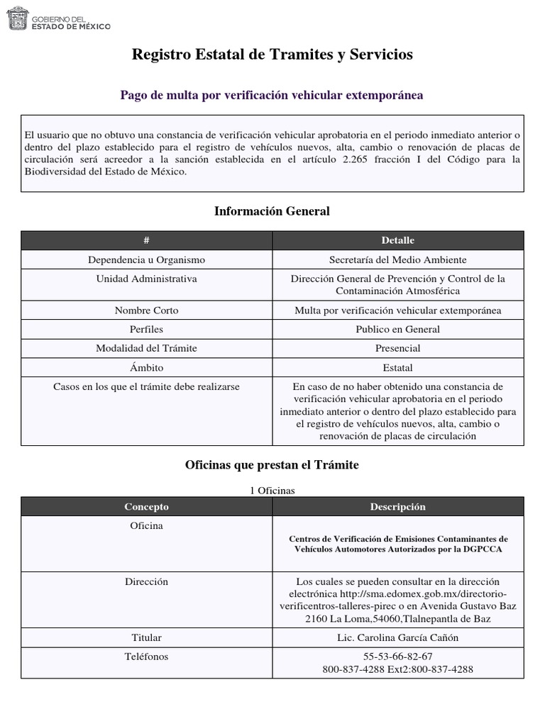 Multa por Verificación Extemporánea | PDF