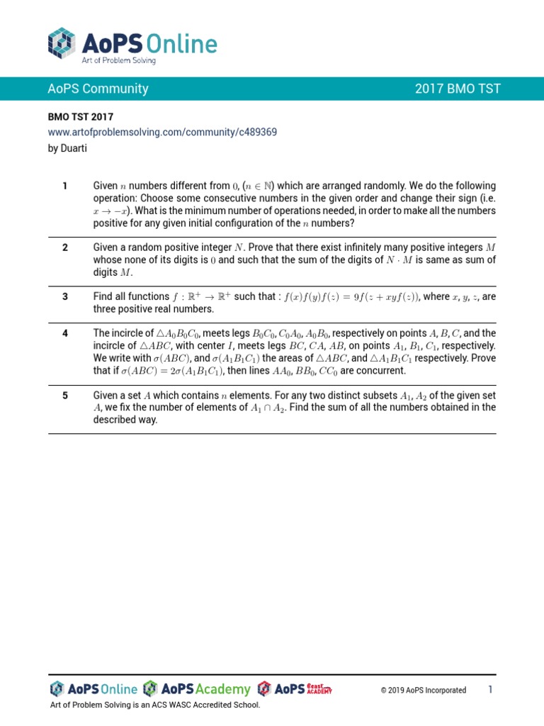 Aops Community 2017 Bmo TST PDF