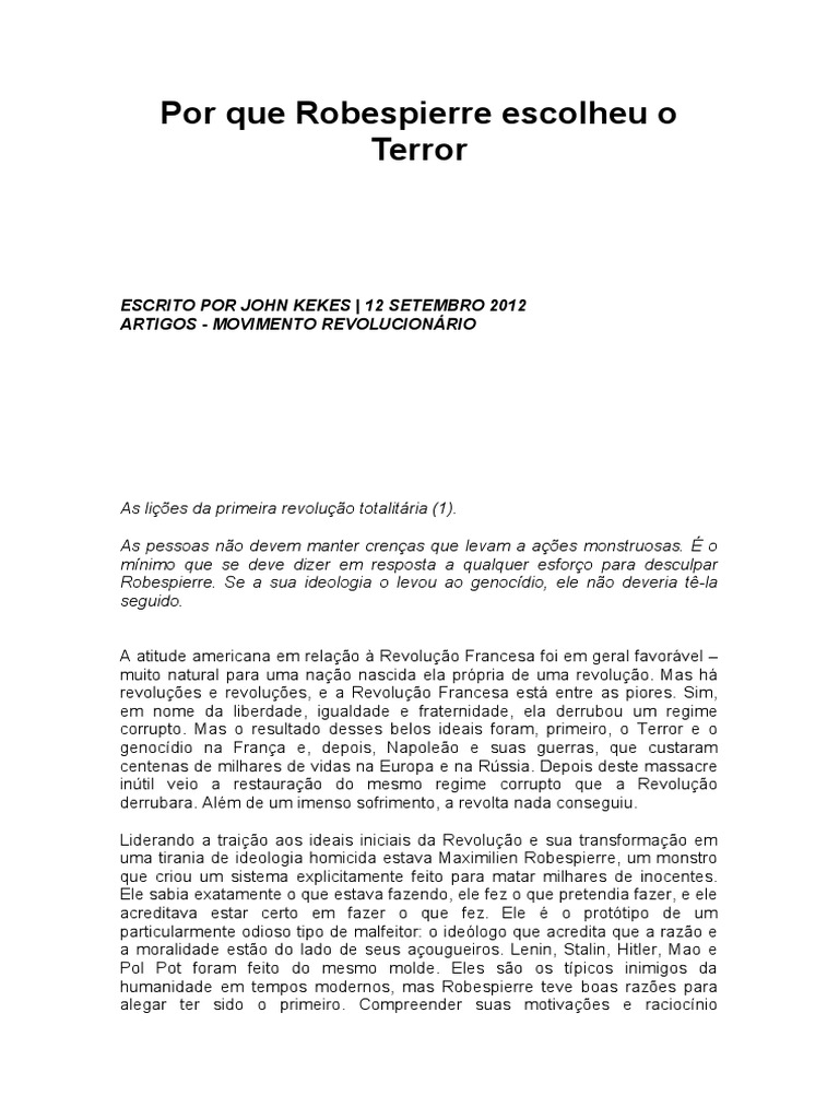 Robespierre e o Terror na Revolução Francesa | PDF | Revolução Francesa ...