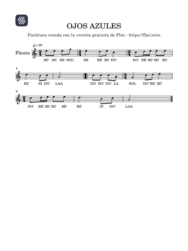 Ojos Azules Flauta PDF