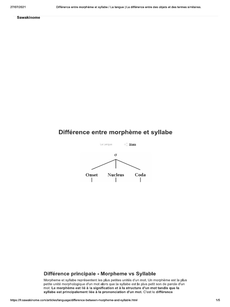 Morpheme Vs Syllabe | PDF