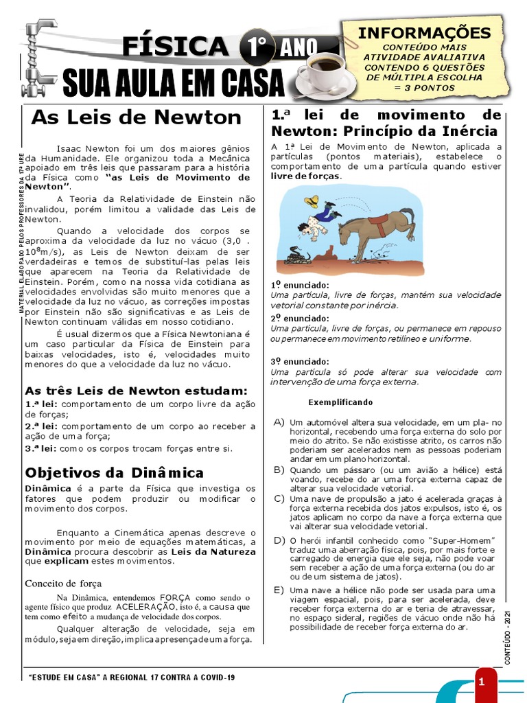 1ANO - FÍSICA Leis de Newton | PDF