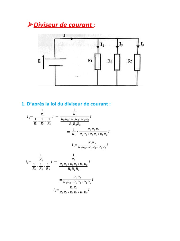 Loi du Diviseur de Courant expliquée PDF — free download