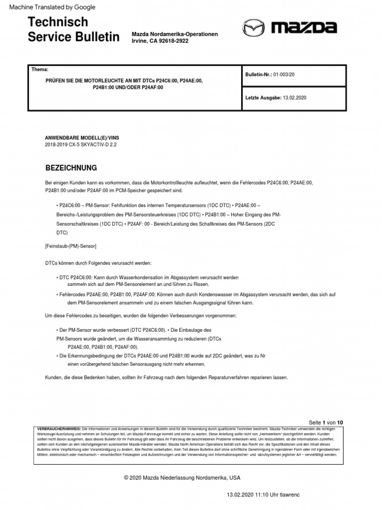 Mazda DTC P24C6 | PDF