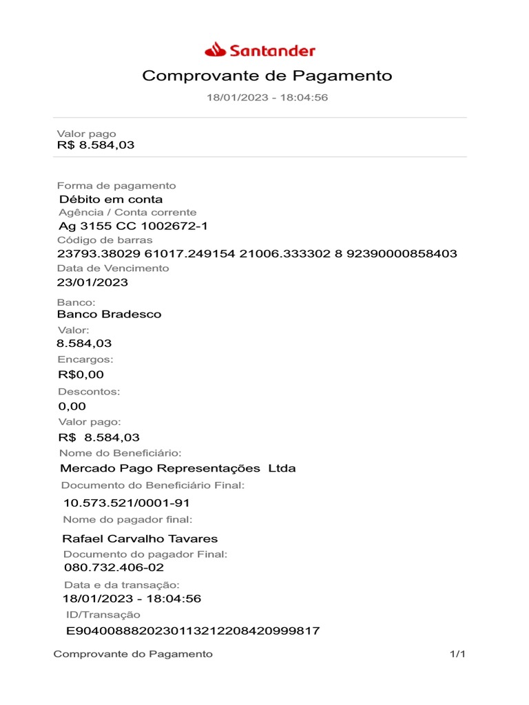 Comprovante De Banco Do Brasil