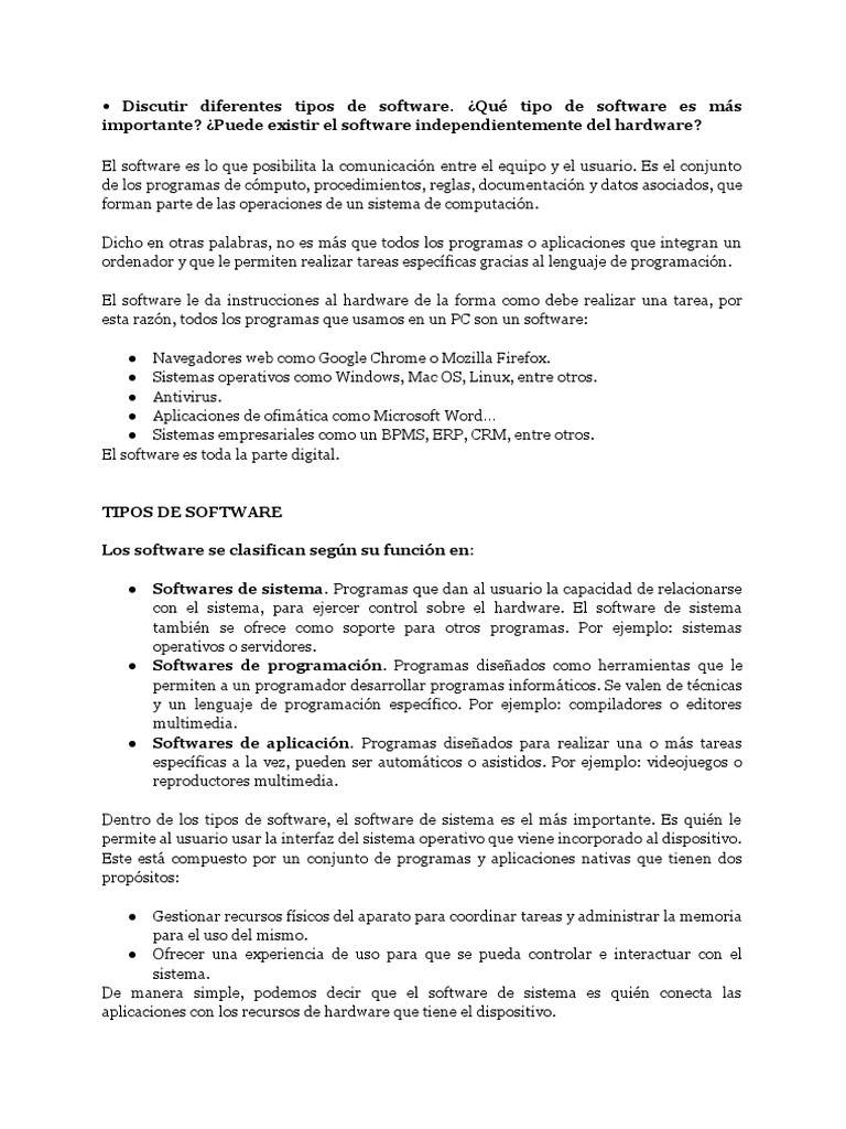 Tipos de Software y su Importancia | PDF