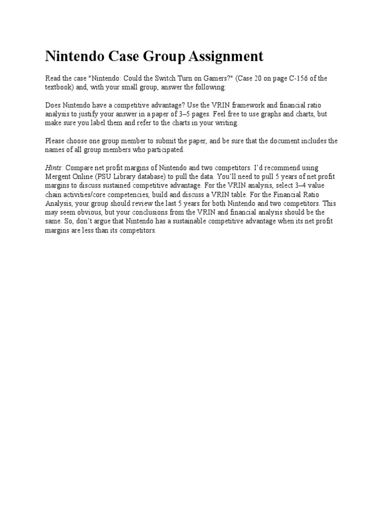 Nintendo Case Group Assignment PDF