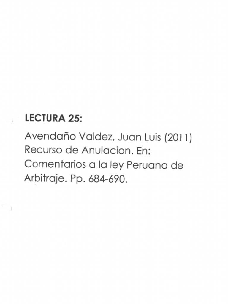 Lectura 30 Avendaño Comentarios A La Ley Peruana De Arbitraje Pdf