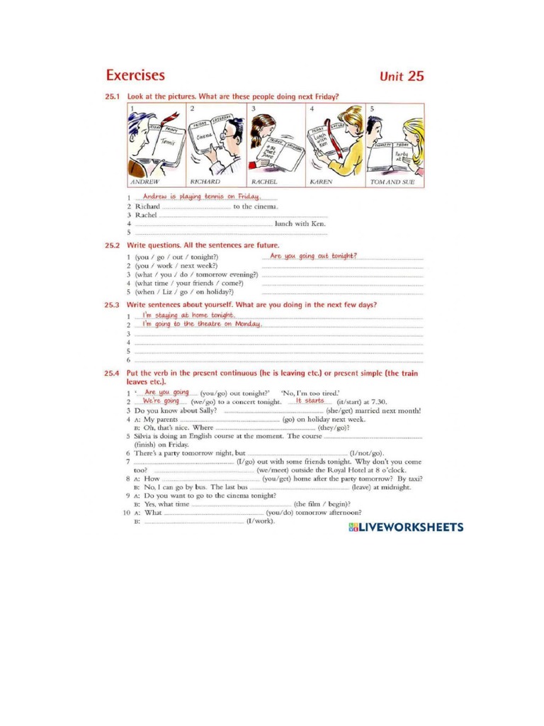 Present Continuous For Future Worksheet 2 Pdf