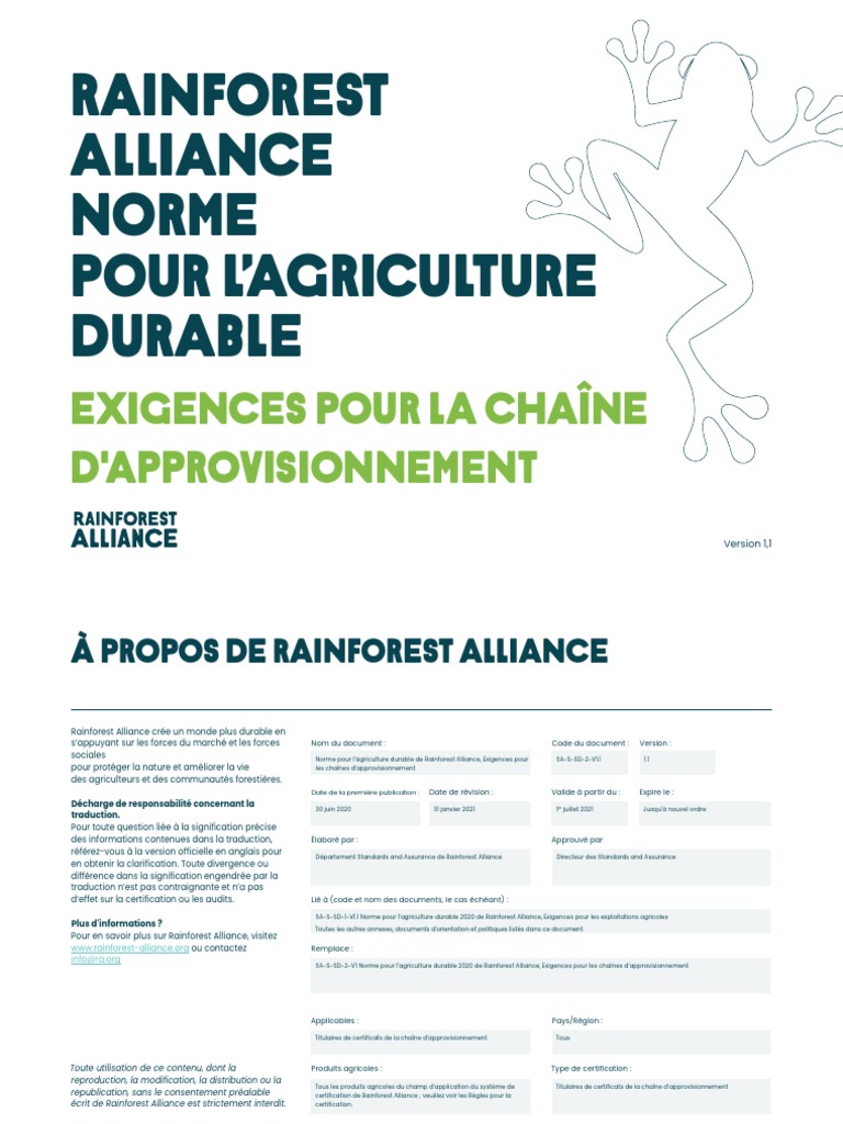 Exigences de la norme RA 2020 | PDF | Agriculture durable | Audit