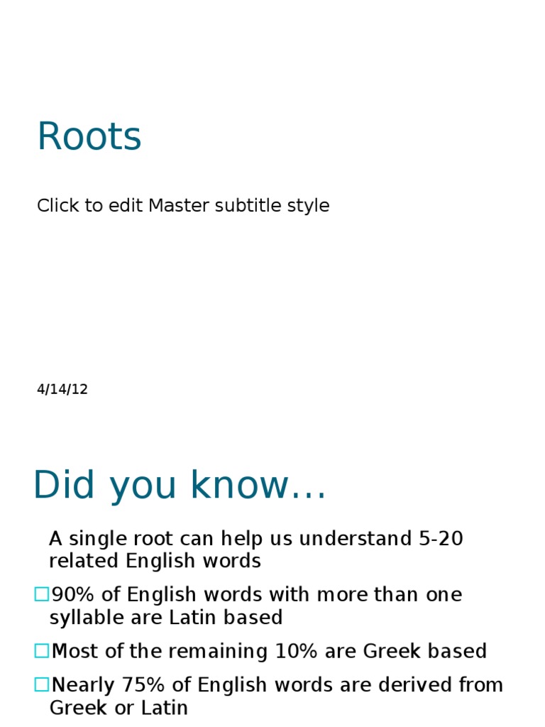 Understanding Word Roots in English | PDF | Career & Growth | Foreign ...