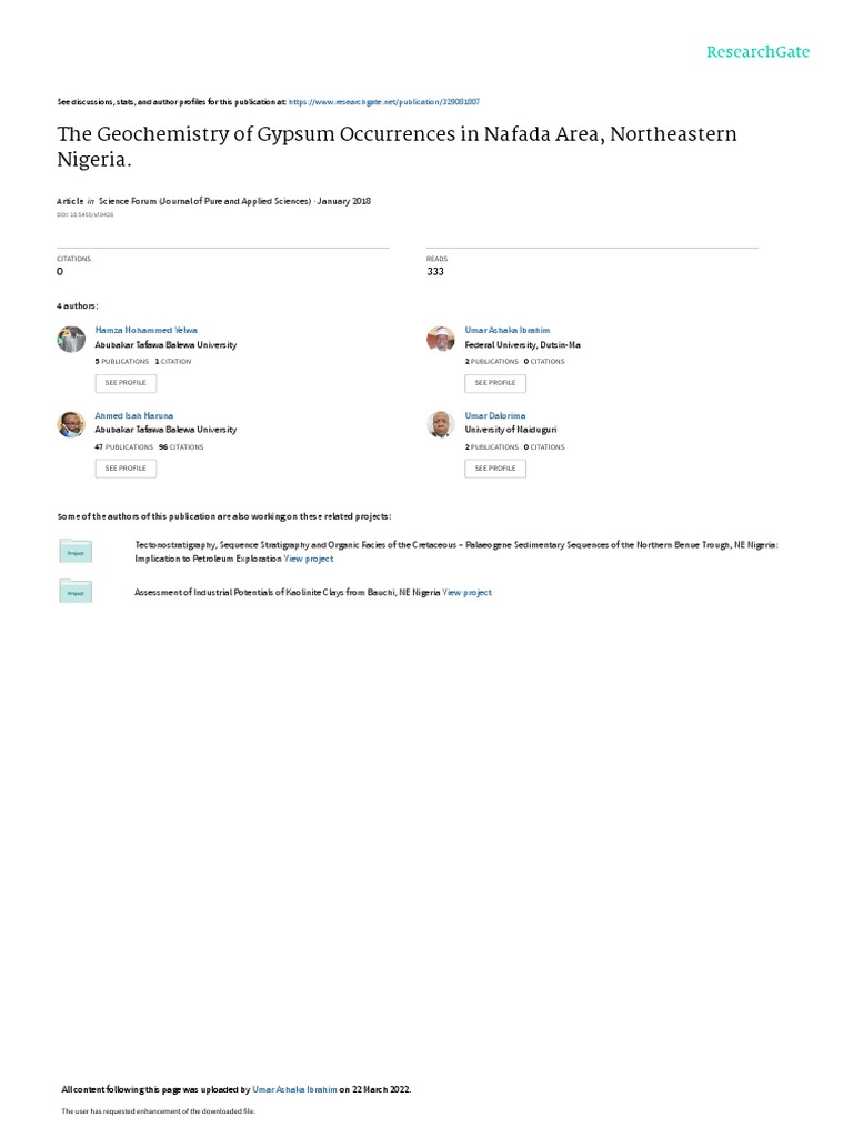 Review of Geology, Geochemistry and Origin of Gypsum Mineralization in