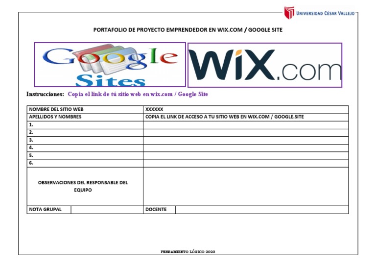 Formato de entrega de links | PDF
