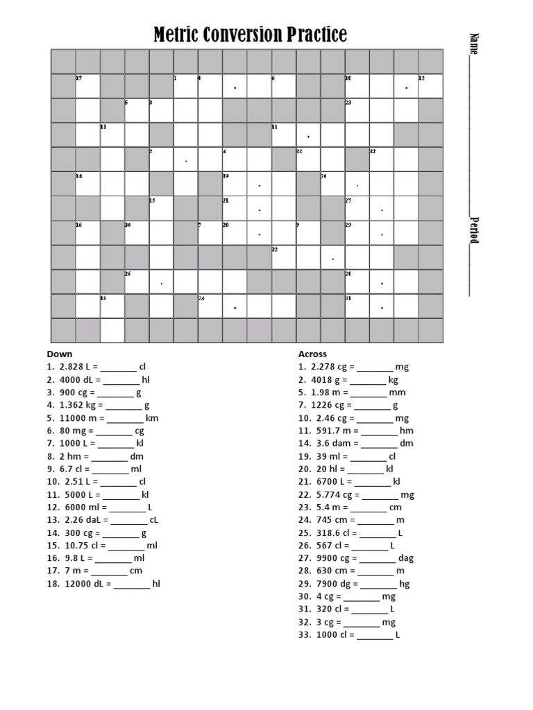 Metric Conversion Practice Worksheet | PDF | Science & Mathematics ...