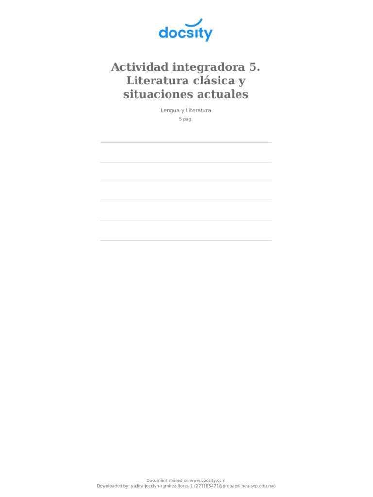 Docsity Actividad Integradora 5 Literatura Clasica Y Situaciones
