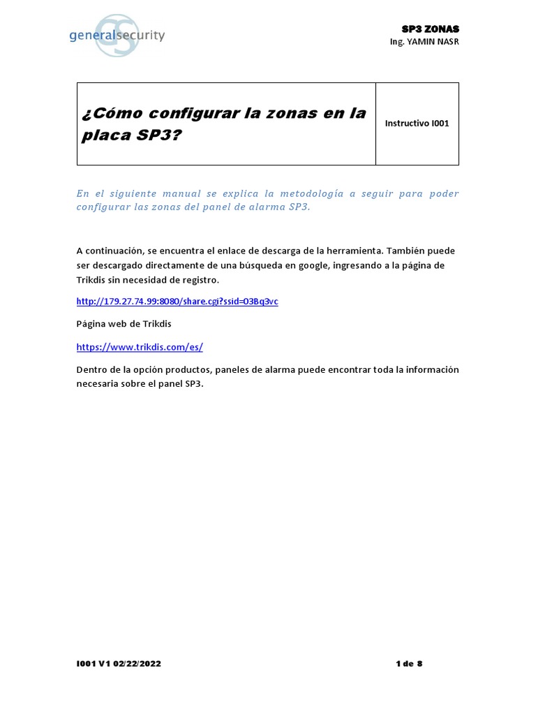 Configuracion SP3 Zonas | PDF | Alarma de seguridad | Ingeniería ...