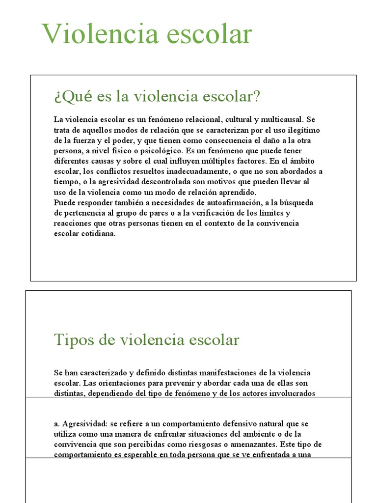 Tipos y prevención de la violencia escolar | PDF | Violencia | Acoso ...