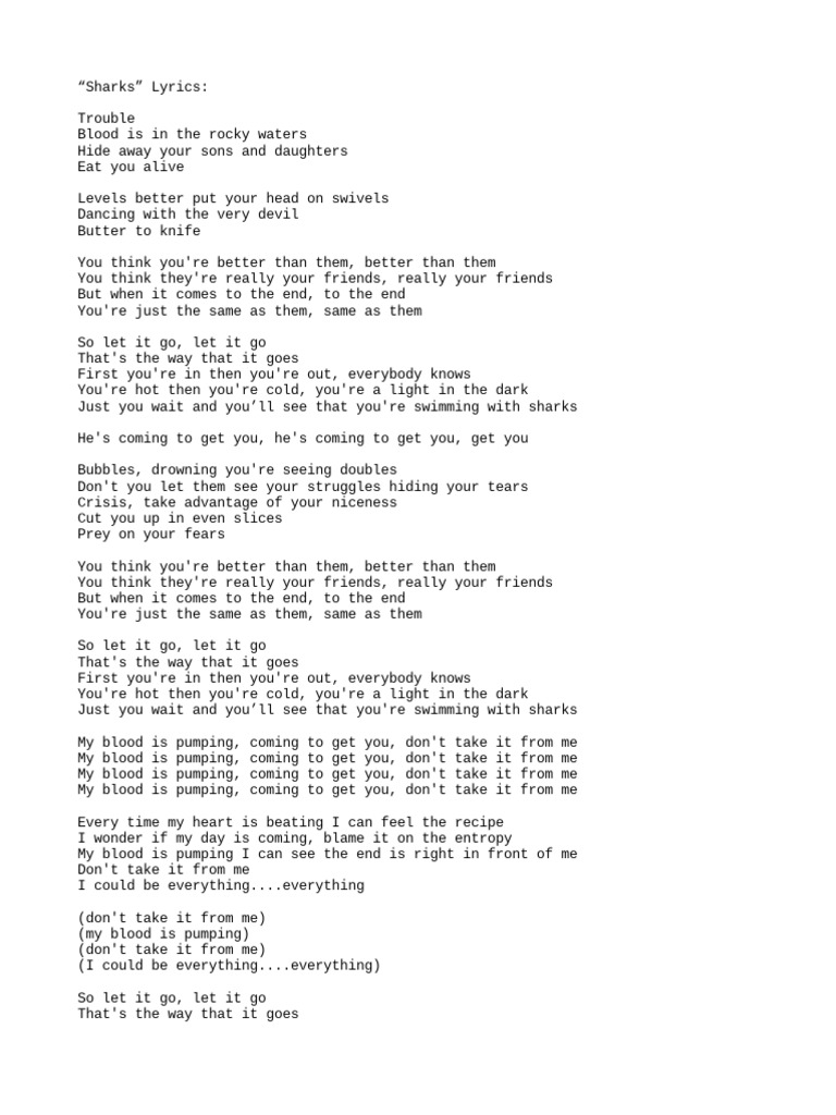 Sharks (Imagine Dragons) | PDF