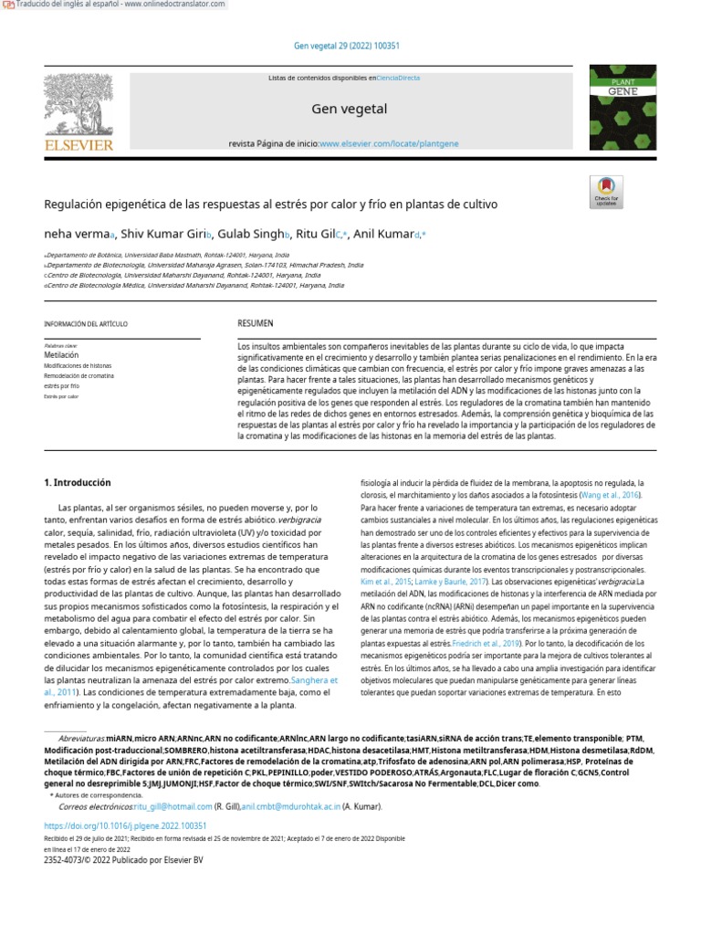 Epigenetic Regulation of Heat and Cold Stress Responses in Crop Plants ...