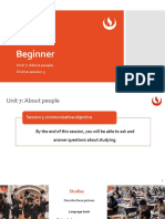Beginner: Unit 7: About People Online Session 3