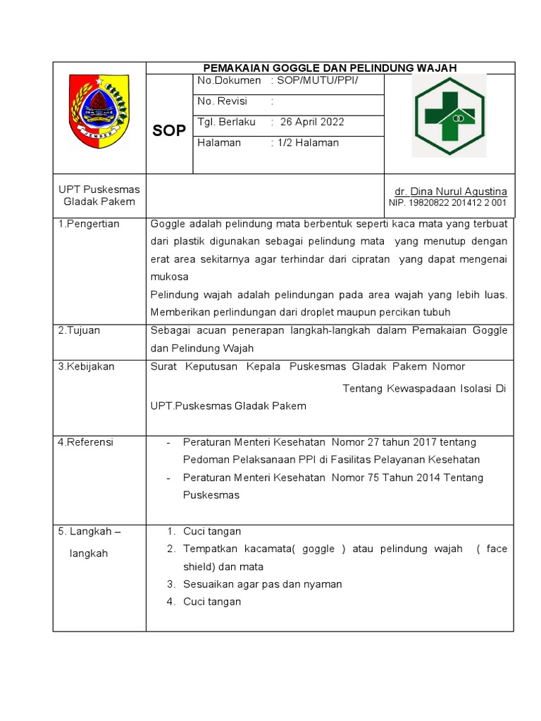 Panduan Pemakaian Goggle dan Face Shield | PDF | Kesehatan Holistik ...