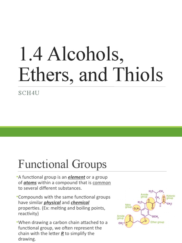 1.4 Alcohols, Ethers, Thiols | PDF | Ether | Alkane
