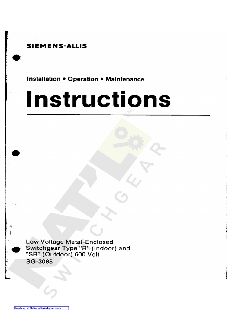 Siemens Low Voltage Switchgear Manual | PDF | Electrical Substation ...