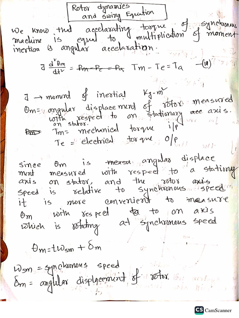 Swing Equation Derivation PDF