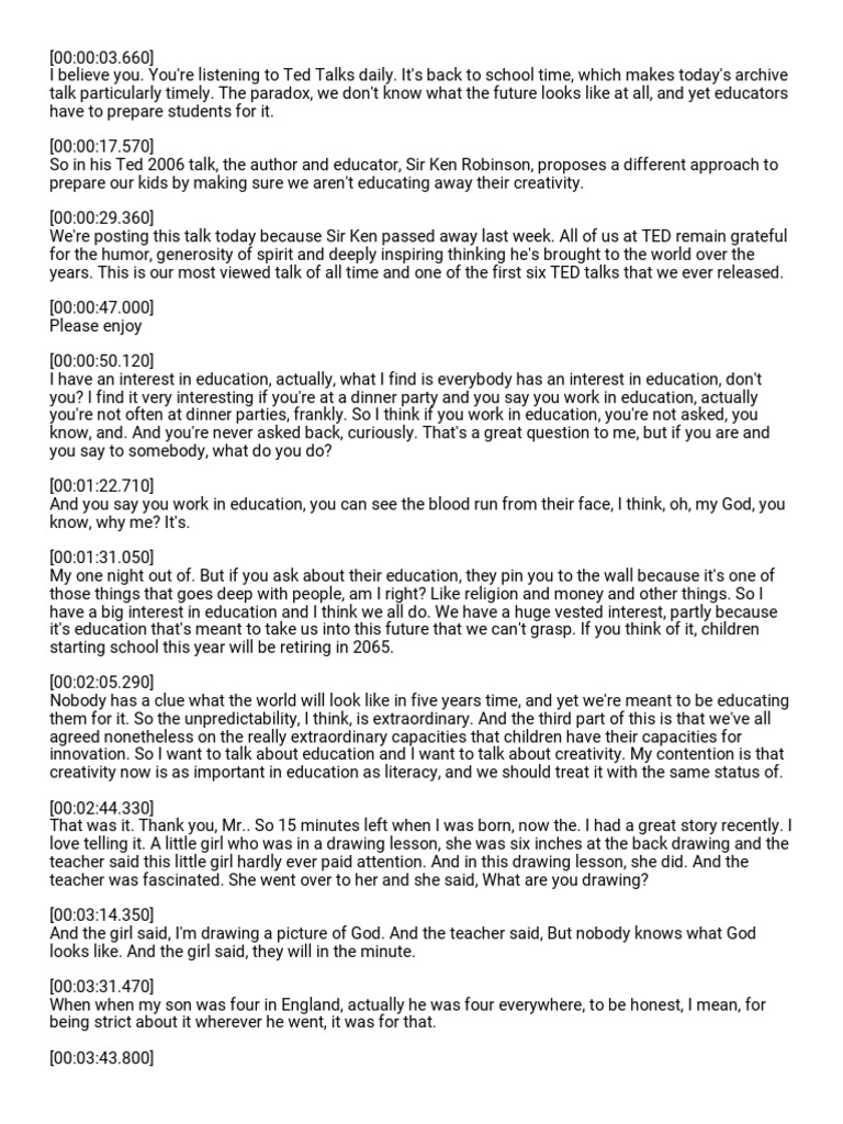 Do schools kill creativity sir ken robinson pdf