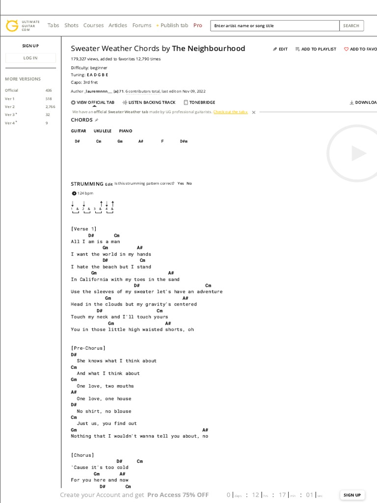 Sweater Weather Chords PDF
