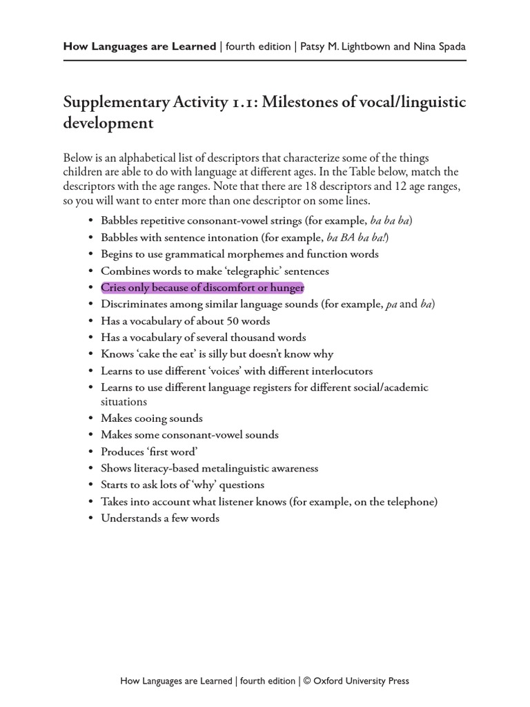 Language Milestones for Educators | PDF | Foreign Language Studies ...