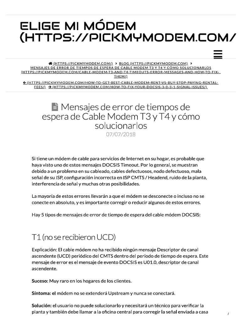 DOCSIS T1, T2, T3, and T4 Timeout Descriptions PDF