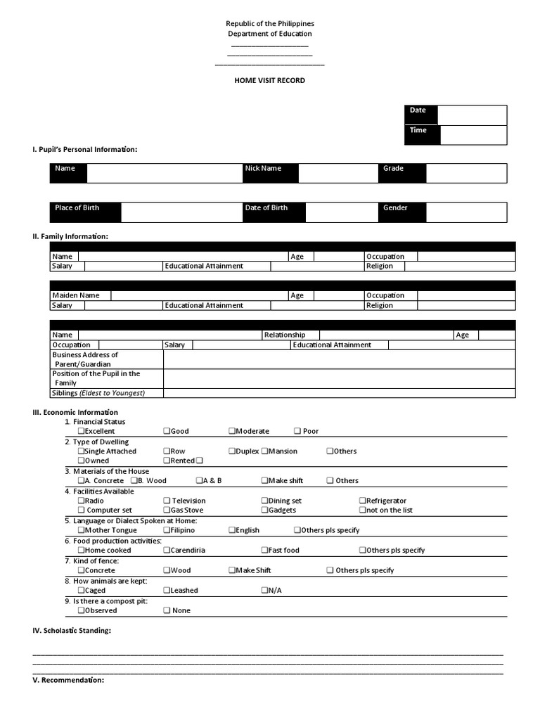 Home Visit Record | PDF