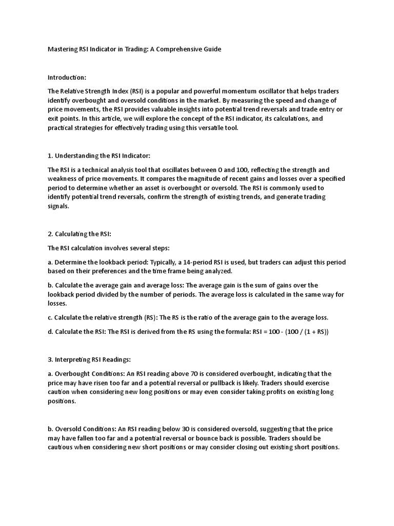 Mastering RSI for Effective Trading | PDF | Business | Valuation (Finance)