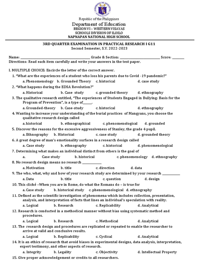 Grade 11 Pr 1 3rd Qtr Pdf Sampling Statistics Ethnography
