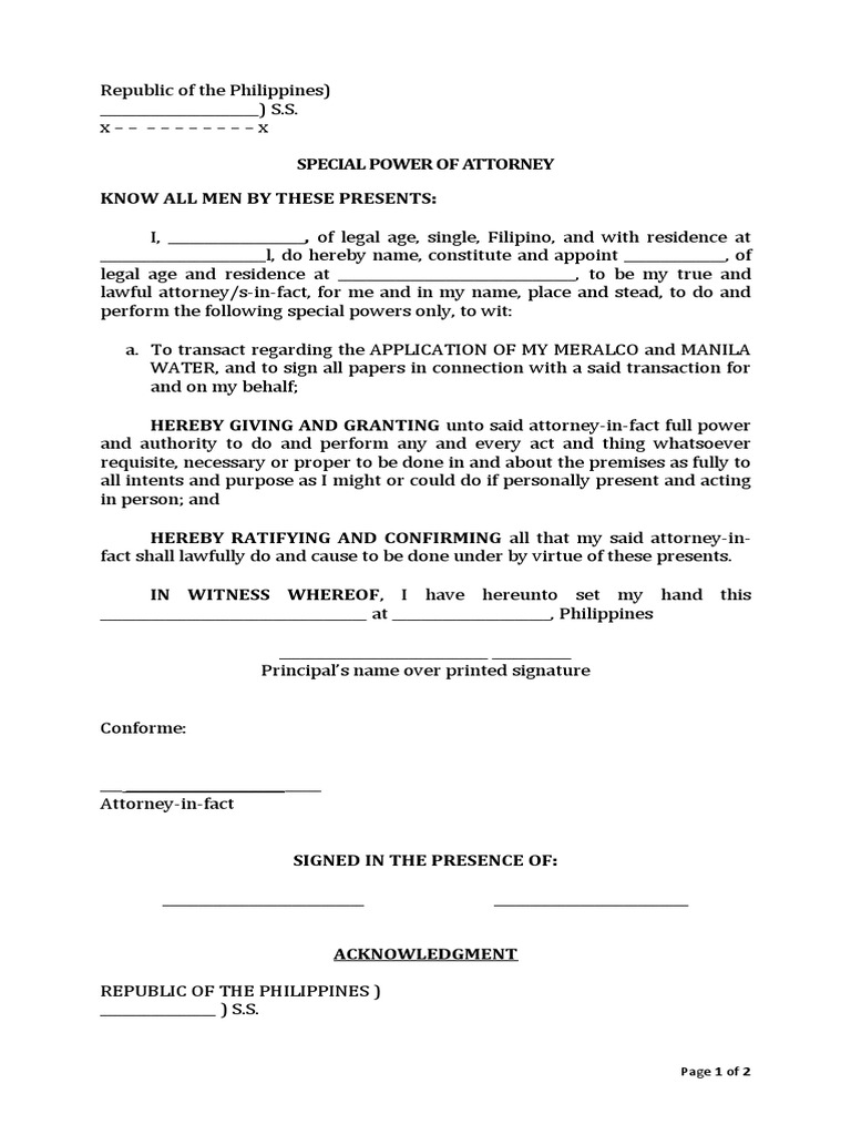 special-power-of-attorney-for-meralco-and-manila-water-pdf-power-of