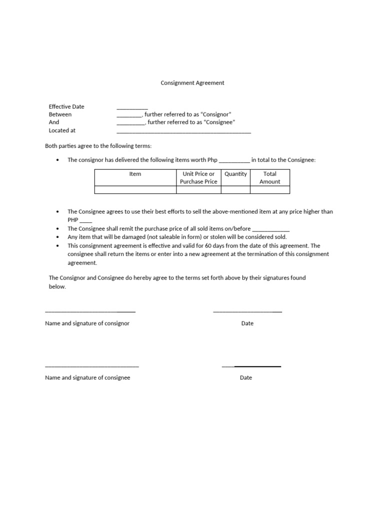 Consignment Agreement Template | PDF