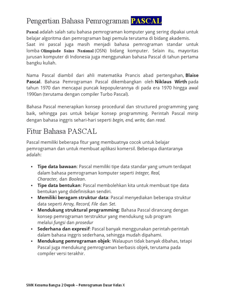 Pengenalan Pascal Pdf