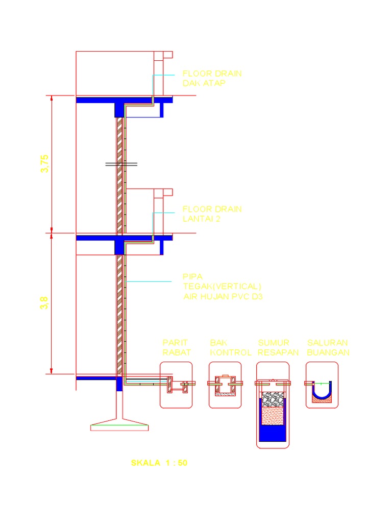 Potongan Memanjang Sistem Saluran Buangan | PDF