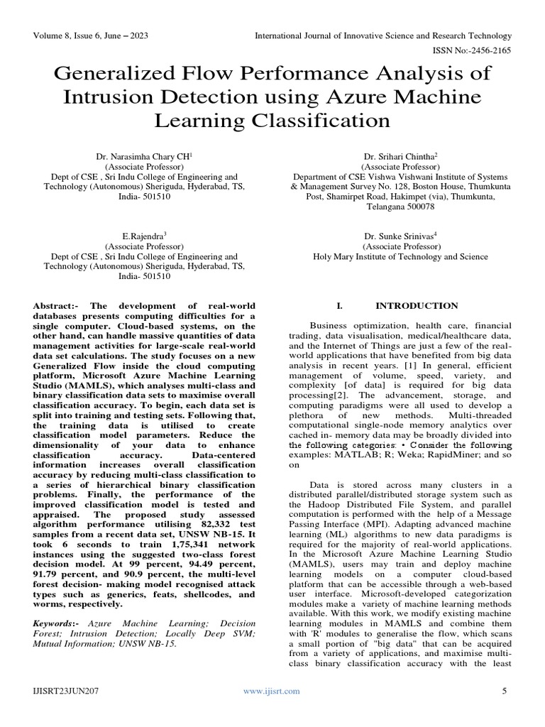 Generalized Flow Performance Analysis of Intrusion Detection Using ...