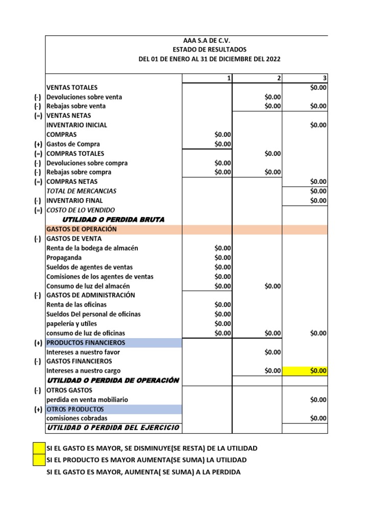 Esquema Estado de Resultados 2022 | PDF | Estado de resultados | Economias