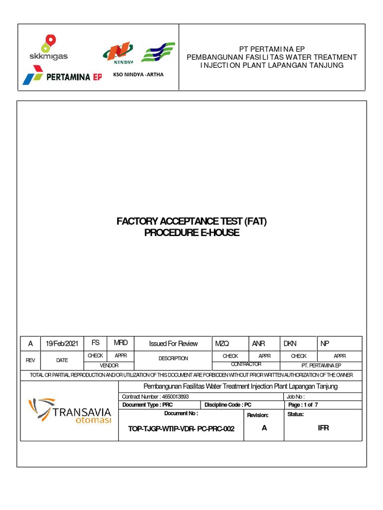 Top Tjgp Wtip Vdr Pc Prc 002 Factory Acceptance Test Fat Procedure