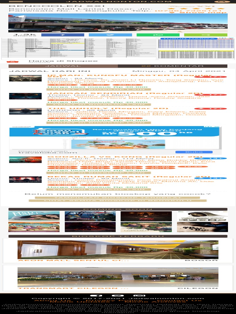 Jadwal Film Dan Harga Tiket Bioskop BENCOOLEN XXI BENGKULU Hari Ini 2 PDF